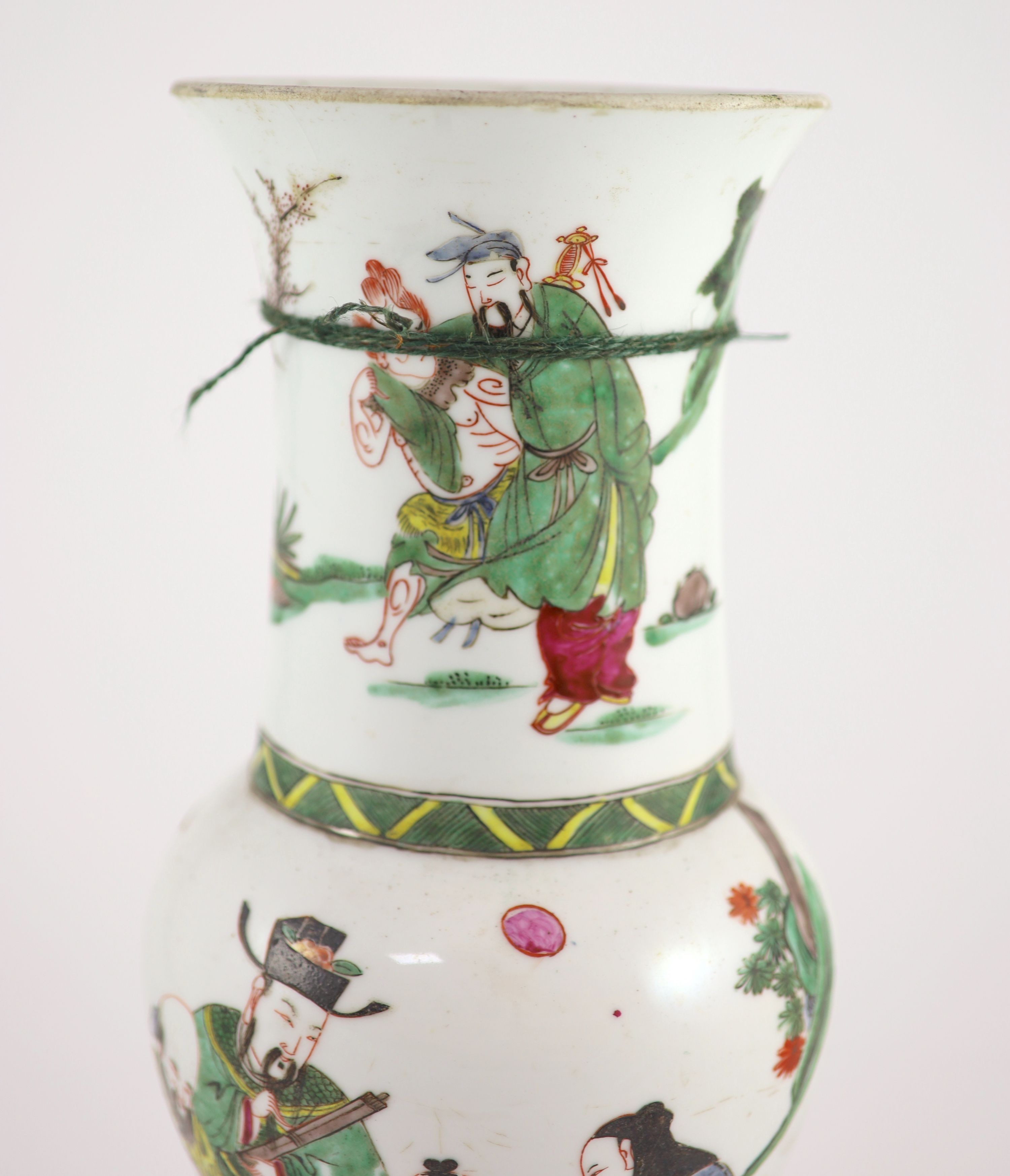 A Chinese famille rose yen-yen vase, Yongzheng period (1723-35), 40.5 cm high, damage and reduced neck